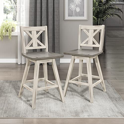 Homelegance Amsonia Counter Height Swivel Barstool (Set of 2), White - WoodArtSupply