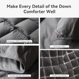 L LOVSOUL Goose Feather Down Fiber Comforter King Size, 100% Organic Cotton Fabric Duvet Insert,1200TC,750+Fill Power, Hotel Collection, All Season Grey Bedding Comforters with 8 Tabs L LOVSOUL