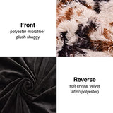 Aimuan Cow Print Duvet Cover Shaggy Fluffy Tie Dye Brown Black Velvet Bedding Set Super Soft Faux Fur Fuzzy Comforter Cover with Pillowcases (Coffee-Black, King) Aimuan