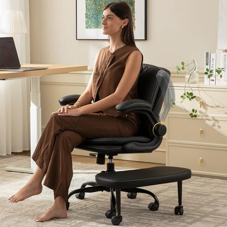 AreShark Cross Legged Office Chair: ADHD Criss Cross Desk Chair with Wheels & Stretchable Rotating Footrest - Height Adjustable Wide Yoga Kneeling Meditation Chair with Flip-up Armrests Back Support AreShark