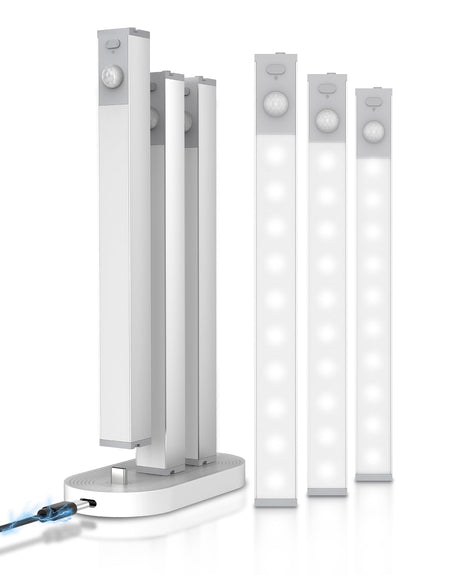 Goodea 6 Pack Led Under Cabinet Lights Wireless with Charging Station, 7’’ Rechargeable Motion Sensor Light Indoor, Dimmable Closet Lights for Cabinets, Bookshelf, Stair, Hallway Goodea