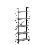 YITAHOME 5 Tiers Bookshelf, Industrial Artsy Grey Bookcase Bookshelves, Book Rack, Storage Rack Shelves Books Holder Organizer for Books Movies in Living Room Home Office, Charcoal Gray + Black YITAHOME