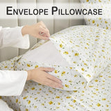 Softan Yellow Floral Bed Sheets Full Flower Printed Sheets - Patterned Microfiber Fitted Sheets Full with 15" Deep Pocket & Non-Slip Straps, Cute Flower Sheets & Pillowcase Set Softan