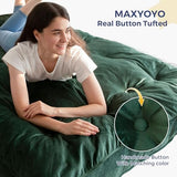 MAXYOYO 6" Futon Mattress Full Size, Velvet Thick Futons Sofa Couch Bed, Versatile Floor Mattress for Adults (Frame Not Included), Green MAXYOYO