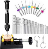 62 Pieces Pin Vises Hand Drill Bits Set Micro Twist Manual Rotary Hobby Drill Tools with Clamp for Jewelry Making, Craft Carving, DIY, Woodworking, Augenweide