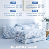 BOLINLIVING Duvet Cover Twin Size, Flower Kids Duvet Cover with Pillow Shams, Soft Floral Bedding Set White and Blue for All Season, Breathable, Zipper Closure… BOLINLIVING