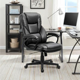 Furmax Office Executive Chair High Back Adjustable Managerial Home Desk Chair, Swivel Computer PU Leather Chair with Lumbar Support (Black) Furmax