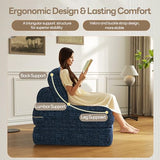 Dowinx Folding Sofa Bed with Pillow, Convertible Comfy Couch Bed for Adults Home Lounge and Gaming, Modern Comfortable Design for Apartment Living Room Bedroom, Single, Smooth Velvet, Blue Dowinx