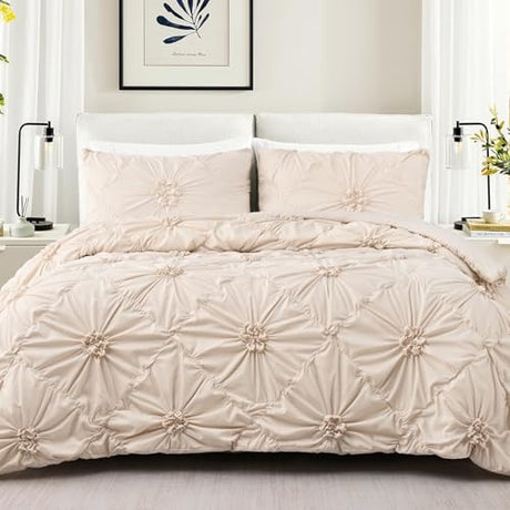 Uspring Quilts Queen Size Elegant Flower Bedding Set with 2 Pillow Shams, Lightweight Soft Quilted Bedspreads Cozy Stylish Floral Bedding Comforter Sets for All Season (Khaki, 90'' x 90'') Uspring
