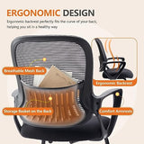 Sweetcrispy Reception Chair No Wheels, Stationary Non Rolling Mesh Mid Back Computer Guest Side with Lumbar Support for Waiting Area Reception Conference Room, Set of 4, Modern Black Sweetcrispy