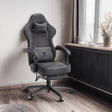 Dowinx Gaming Chair Breathable PU Leather Gamer Chair with Pocket Spring Cushion, Ergonomic Computer Chair with Massage Lumbar Support,Adjustable Swivel Task Chair with Footrest(Gray) Dowinx
