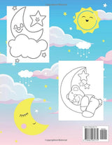 Moon & Star Coloring Book For Kids: Moon and stars coloring book with unique images to help children entertain and relax more after stressful school hours. Majosta