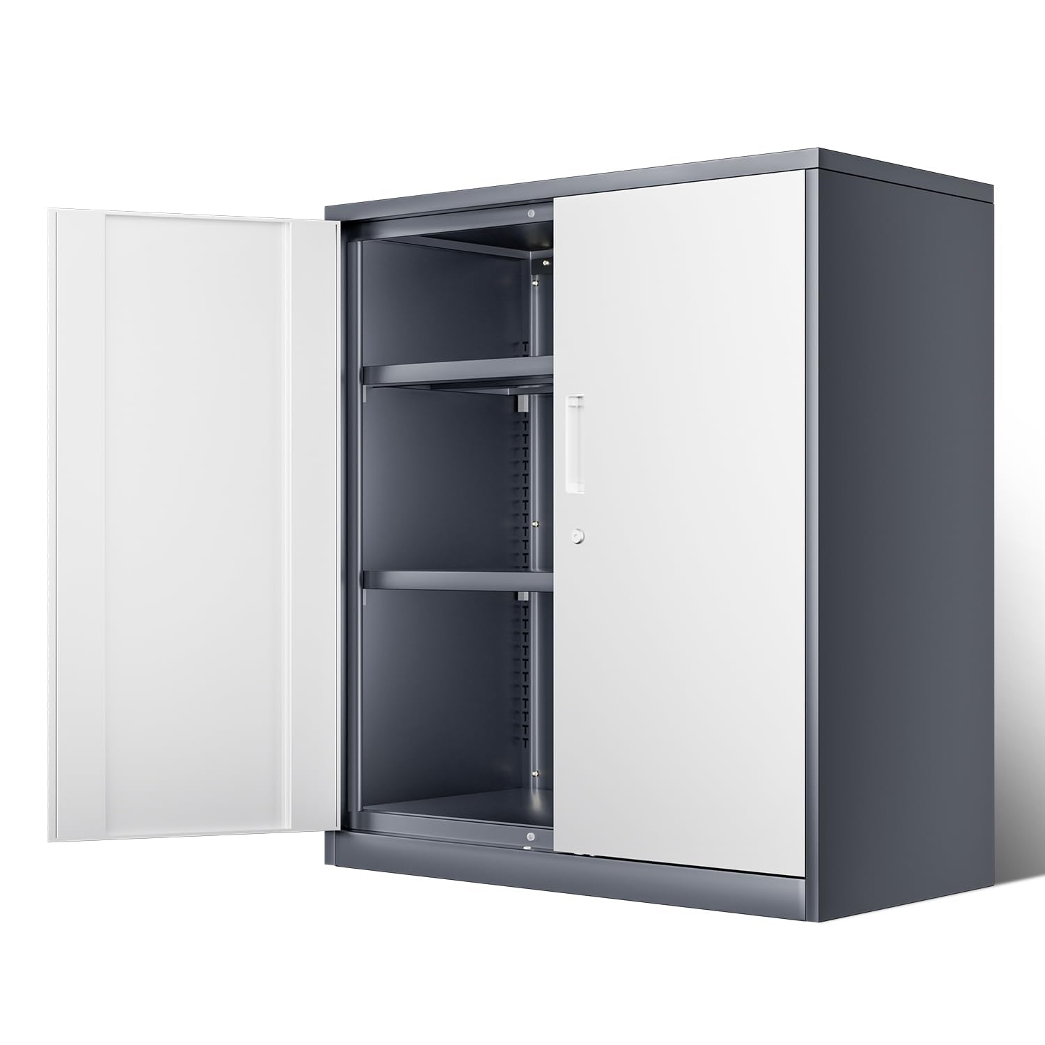 DNA MOTORING Metal Storage Cabinet, 36'' Locking Cabinet with 2 Doors and 2 Adjustable Shelves, Metal Cabinet Heavy Duty Utility Cabinet for Garage,Office,Home,Gym, Gray White, TOOLS-00631-GY - WoodArtSupply