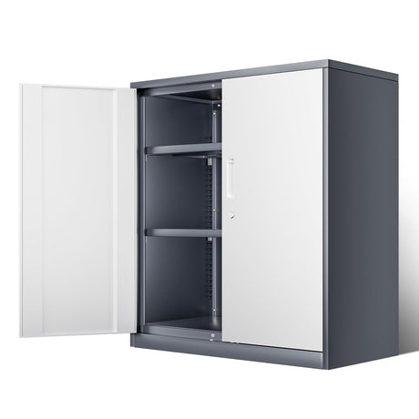 DNA MOTORING Metal Storage Cabinet, 36'' Locking Cabinet with 2 Doors and 2 Adjustable Shelves, Metal Cabinet Heavy Duty Utility Cabinet for Garage,Office,Home,Gym, Gray White, TOOLS-00631-GY-WH DNA MOTORING