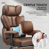 GTRACING Big and Tall Gaming Chair 400lbs Heavy Duty Office Chair with Foot Rest & Ergonomic Pocket Spring Lumbar Support, High Back 3D Saddle Shaped Cushion for Back Pain Relief, Brown GTRACING