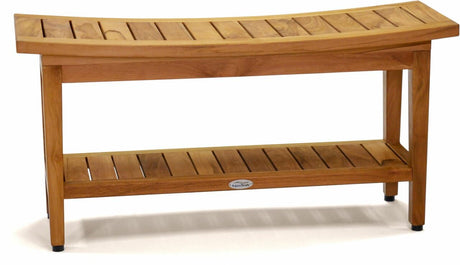 AquaTeak Patented 36" Maluku Teak Shower Bench with Shelf AquaTeak