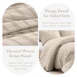 Madison Park Essentials Striped Duvet Cover Set Queen, Modern Minimalist Bedding Set with Premium Jacquard Stripe, 3 Pieces Duvet Cover Reversible with Zipper Closure & Corner Ties,Neutral Madison Park Essentials