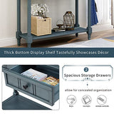 Merax Wood Sofa Table Console Table,Entryway Table Traditional Design with Two Drawers and Bottom Shelf for Living Room,Hallway,Dining Room,Navy Merax