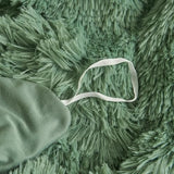 HAIHUA Faux Fur Sage Green Comforter Cover Queen Set, Soft Fluffy Shaggy Sage Green Bedding Queen Set 3 Pieces (1 Fuzzy Duvet Cover + 2 Plush Pillow Cases) Furry Bed Set, Zipper Closure HAIHUA