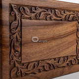 Rosewood Cremation Urn for Human Ashes - Handmade Border Engraved Wooden Burial Urns Hand-Crafted - Funeral Cremation Urn for Ashes (Natural, L OUTRIGHT