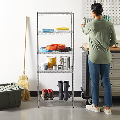 Amazon Basics 5-Shelf Adjustable, Storage Shelving Unit, (200 Pound Loading Capacity per Shelf), Steel Organizer Wire Rack, 23.2 x 13.4 x 60 inches (LxWxH), Chrome