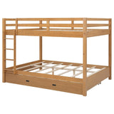 Merax Queen Size Bed with Trundle - Space-Saving Solid Wood Frame, Built-in Safety Rails and Ladderm, Wood Merax