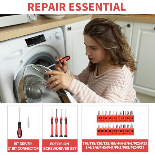 39 Piece All Purpose Household Red Tool Kit Small Basic Home Tool Set with Toolbox Great for Home, Garage, Office and College Dormitory Use, DIY and Crafts HANGYING