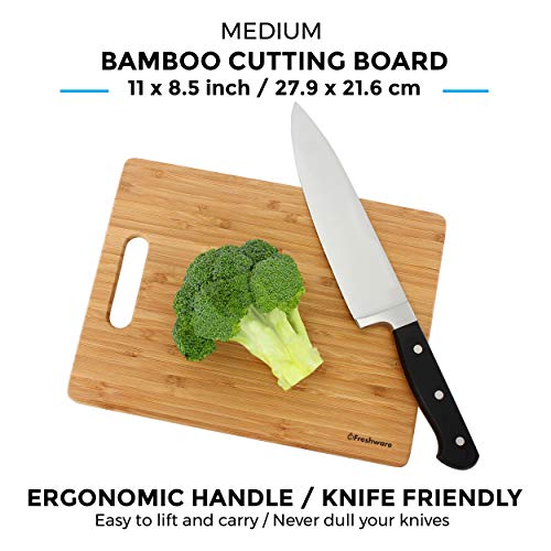 Bamboo Cutting Boards for Kitchen [Set of 3] Wood Cutting Board for Chopping Meat, Vegetables, Fruits, Cheese, Knife Friendly Serving Tray with Freshware