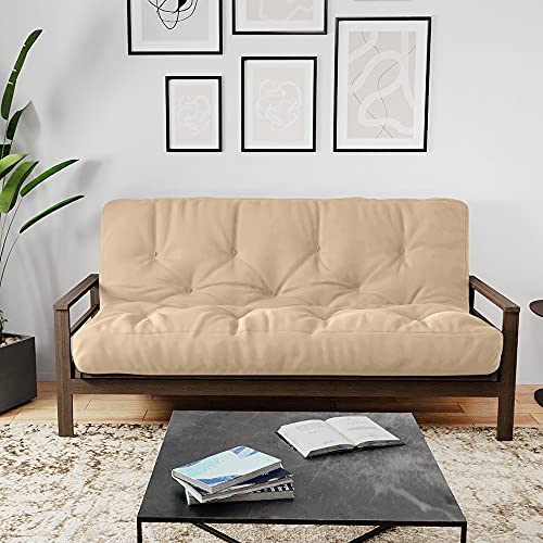 Royal Sleep Products by The Futon Factory 6 inch Memory Foam Futon Mattress - Solid Khaki Cover - Full Size - CertiPUR Certified Foams - Made in USA - (Frame not Included) Royal Sleep Products
