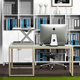 SHW 32-Inch Height Adjustable Standing Desk Converter Riser Workstation with Drawer, White SHW