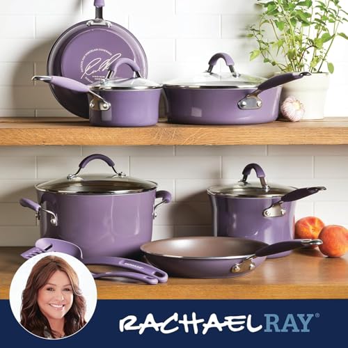 Rachael Ray Cucina Nonstick Cookware Pots and Pans Set, 12 Piece, Lavender Purple Rachael Ray
