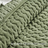 EVERGRACE Luxury Velvet Quilt Set Queen Size 3 Piece, Soft Cross-Stitch Velvet Comforter Set with Pillow Shams, Lightweight Coverlet Bedspread Bedding Set for All Seasons, Loden Green EVERGRACEHOME
