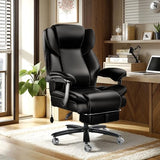 600lbs Big and Tall Office Chair for Heavy People,Heavy Duty Comfy Executive Office Desk Chair with Adjustable Lumbar Support,High Back Reclining PU Leather Computer Chair,Metal Base (Classic, Black) WAILOR