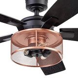 Honeywell Ceiling Fans Carnegie Industrial 52 Inch Ceiling Fan with Light, Remote Control Fan, LED Indoor Fan with 5 Blades, Black Oak and Brown Mopane Blade Finish Options, Copper (51459-01) Honeywell