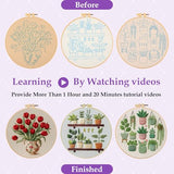 3 Pack Embroidery Kit for Adult Beginners, Needlepoint Cross Stitch Kits with Flower and Green Plant Stamped Patterns, Embroidery Hoop, Tools,Colorful Threads,Step by Step Instructions,DIY Starter Kit