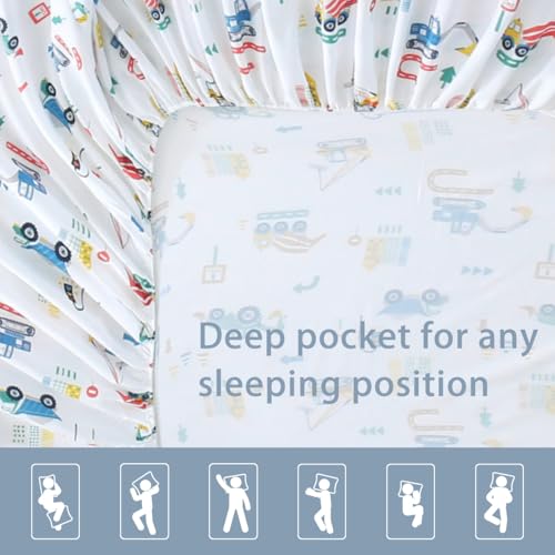 FEKOHIPY Kids Sheet Set Excavator Twin Size Bedsheet for Boys, 3PCS Digger Vehicle Printed Microfiber Soft Breathable Children Bedding Easy-Fit 14 Inch Deep Pocket FEKOHIPY
