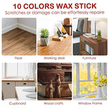DEWEL Wood Filler Sticks, 10 Pcs Furniture Crayons for Scratches, Touch Up Wax Sticks, Upgrade Furniture Repair Wax Crayons Kit for Scratches, Holes, DEWEL