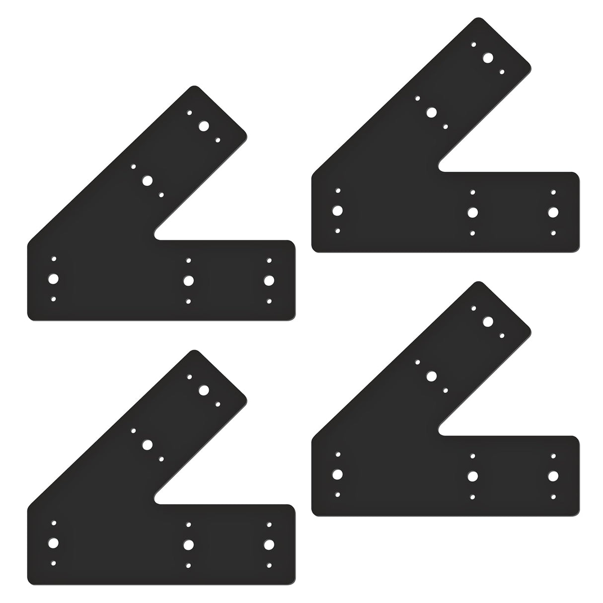 Andorm 4pcs 10x3 45 Degree Angle Steel Flat Plate Pergola Bracket Heavy Duty for Wood 4x4, 6x6 Lumber Powder Coated, Truss Framing Bracket, Post Mending Plate Black Andorm