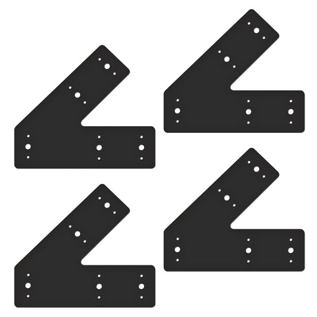 Andorm 4pcs 10x3 45 Degree Angle Steel Flat Plate Pergola Bracket Heavy Duty for Wood 4x4, 6x6 Lumber Powder Coated, Truss Framing Bracket, Post Mending Plate Black Andorm