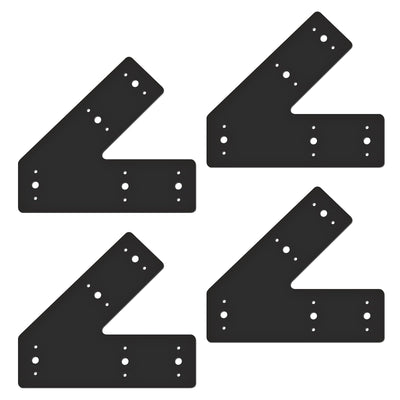 Andorm 4pcs 10x3 45 Degree Angle Steel Flat Plate Pergola Bracket Heavy Duty for Wood 4x4, 6x6 Lumber Powder Coated, Truss Framing Bracket, Post Mending Plate Black