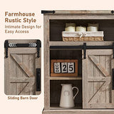 OKD Bathroom Floor Cabinet, Farmhouse Storage Cabinet with Sliding Barn Door & Storage Drawers, Small Storage Cabinet for Bathroom, Kitchen, Living Room, Light Rustic Oak OKD