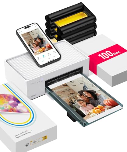 Liene 4x6'' Photo Printer, Phone Printer 100 Sheets & 3 Cartridges, Full-Color Photo, Portable Instant Photo Printer for iPhone Android, Thermal Dye Sublimation, Wi-Fi Picture Printer 100 Papers