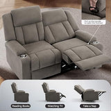 AIWOEN Manual Recliner Loveseat with Cup Holders, 2-Seater Fabric Reclining Sofa, Compact Wall Hugger Couch for RV, Small Living Room & Home Theater, Brown