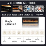 HOMTHING 70" Smart WiFi Electric Fireplace, Wall Mounted & Recessed, App & Remote Control, Ultra-Thin 750W/1500W Fireplace with Touch Screen, 12H Timer, 5 Realistic Flames, Log & Crystal (70" WiFi) HOMTHING