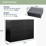 Modern 8-Drawer Dresser with Spacious Storage,Sturdy Wood Frame, and Large Capacity Drawers, Dressers for Bedroom, Home Organization Storage for Living Room or Hallway, Black Techni Home