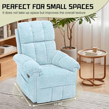 Korser Recliner Chair, Swivel Rocker Recliner Chair for Adults, Small Recliners for Small Spaces, Manual Recliner with Side Pockets, Upholstered Nursery Rocking Chair for Living Room, Chenille, Blue