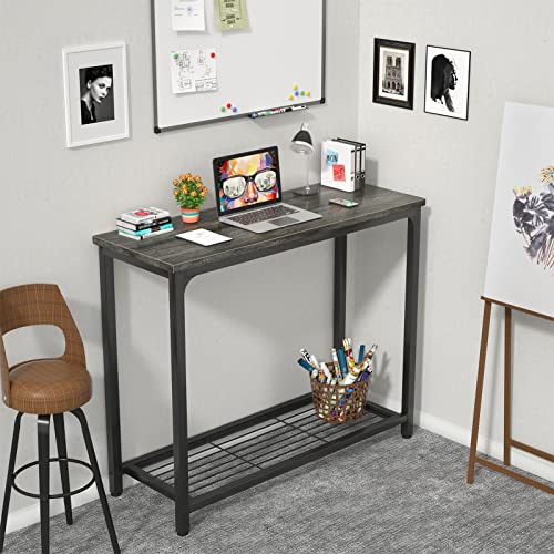 Ecoprsio Console Table Sofa Table with Mesh Shelves, 2 Tier Entryway Table Foyer Table for Entryway, Front Hall, Hallway, Sofa, Couch, Living Room, Coffee Bar, Kitchen, Grey, 32 Inch Ecoprsio