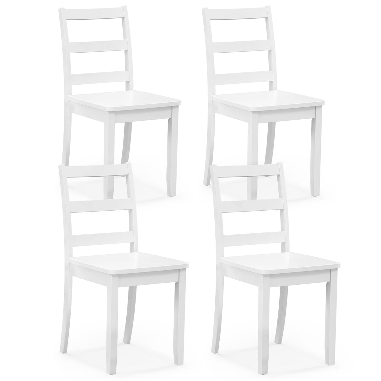 Giantex Wood Dining Chairs Set of 4 White - Wooden Armless Kitchen Chairs with Solid Rubber Wood Legs, Non-Slip Foot Pads, Max Load 400 Lbs, Giantex
