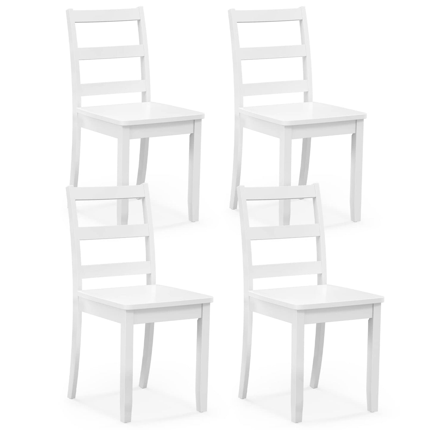 Giantex Wood Dining Chairs Set of 4 White - Wooden Armless Kitchen Chairs with Solid Rubber Wood Legs, Non-Slip Foot Pads, Max Load 400 Lbs,