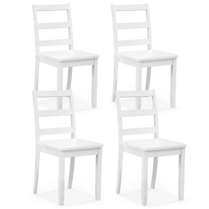 Giantex Wood Dining Chairs Set of 4 White - Wooden Armless Kitchen Chairs with Solid Rubber Wood Legs, Non-Slip Foot Pads, Max Load 400 Lbs,